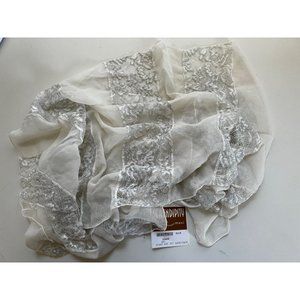 NWT Serendipity Maui White silk and lace long scarf/wrap with crystals, wedding